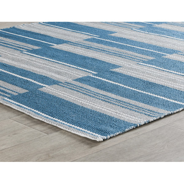 Cieran 5X8 Indoor Outdoor Handwoven Stripe Blue Area Rug Joss & Main